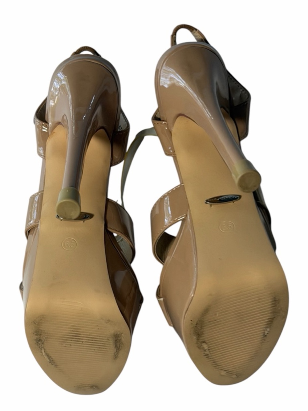 Marc Defang Pageant Heels Nude Platform Clear Straps 5” Competition Shoes 6.5 - Picture 7 of 11